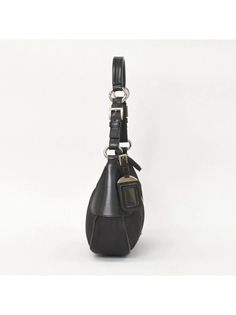 Prada Bag Triangle Logo Nylon Black Silver